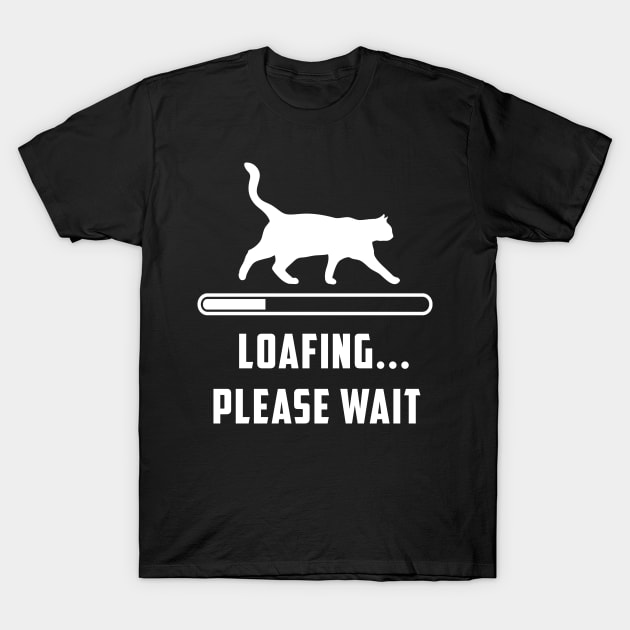 Funny Cute Cat Loafing...Please Wait T-Shirt by Karin Wright